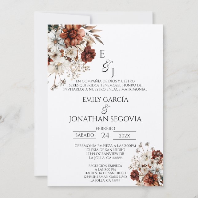 Invitation invitación de boda con terracota (Devant)
