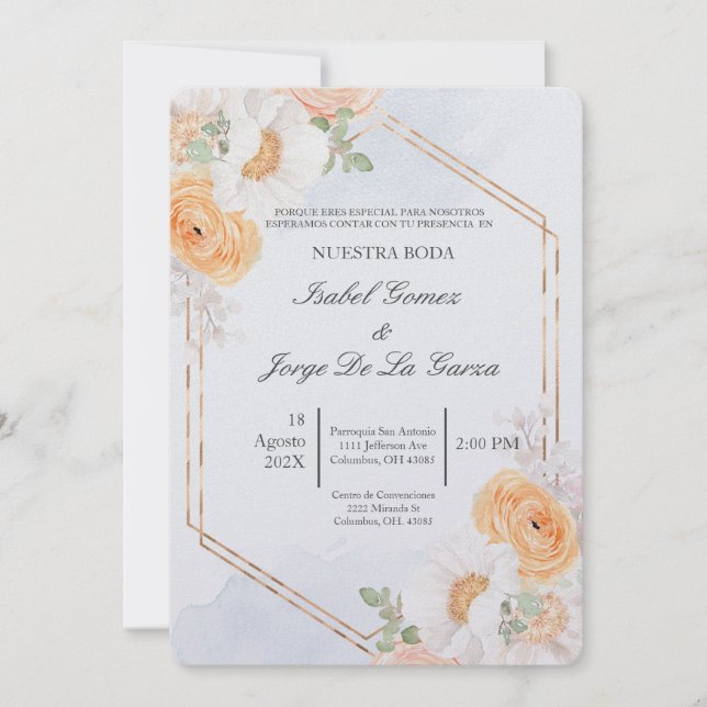 Invitation Invitacion de boda en espanol tema primavera (Devant)
