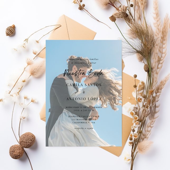 Invitation Invitación De Boda Foto Descolorida Caligrafía (Créateur téléchargé)