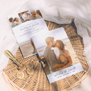 Invitation Invitación de Boda Moderna y Minimalista 5 Fotos