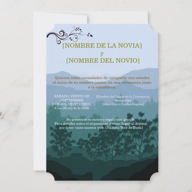 Invitation Invitación de Boda Rústica Elegante (Devant)