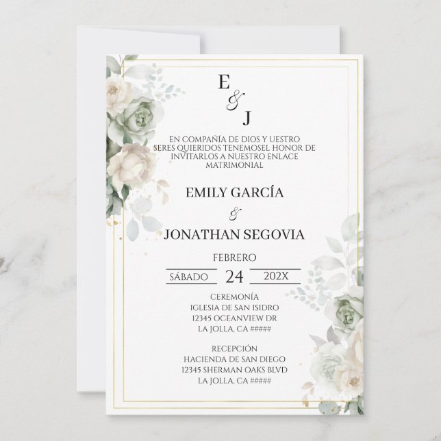 Invitation invitación de boda sauge vert (Devant)