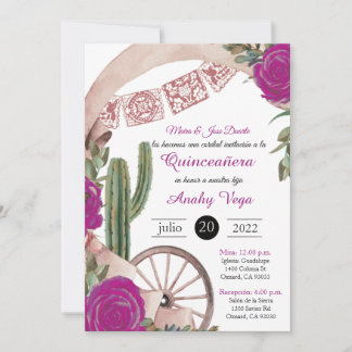 Invitation Invitación de Charro Huapango Quinceanera, Purple