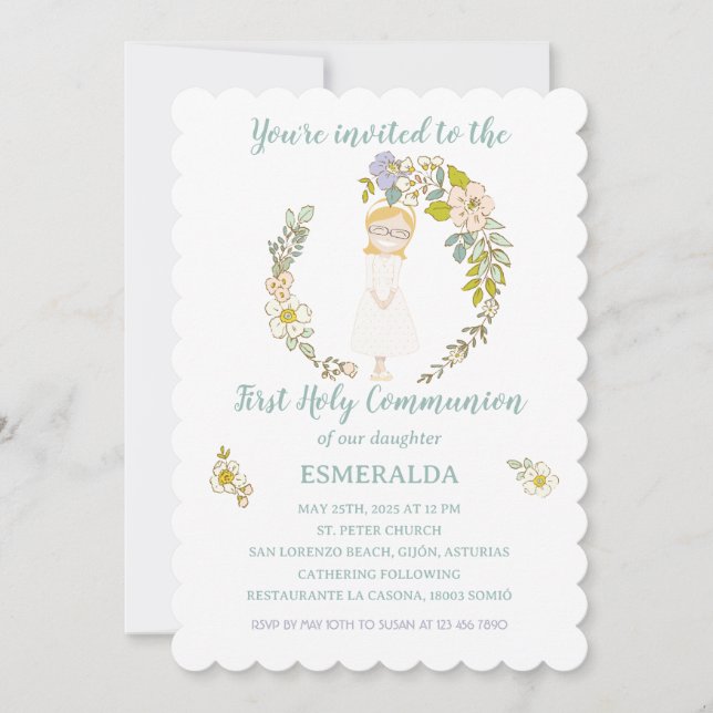 Invitation Invitación de Comunión ESMERALDA (Devant)