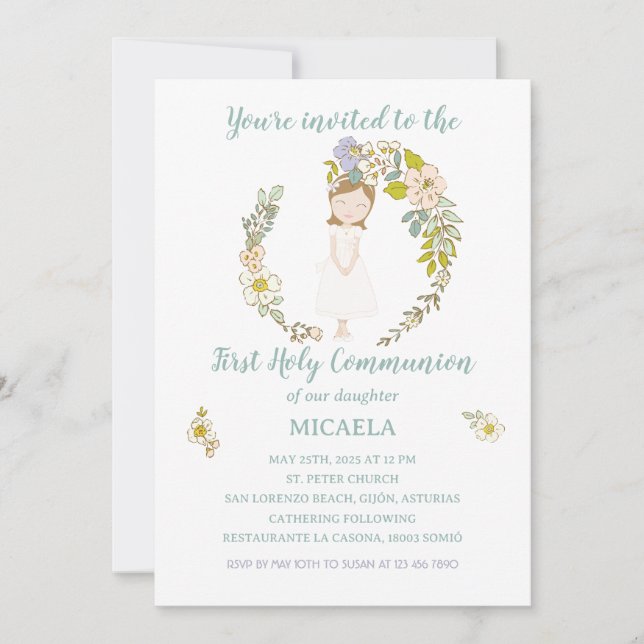 Invitation Invitación de Comunión MICAELA (Devant)