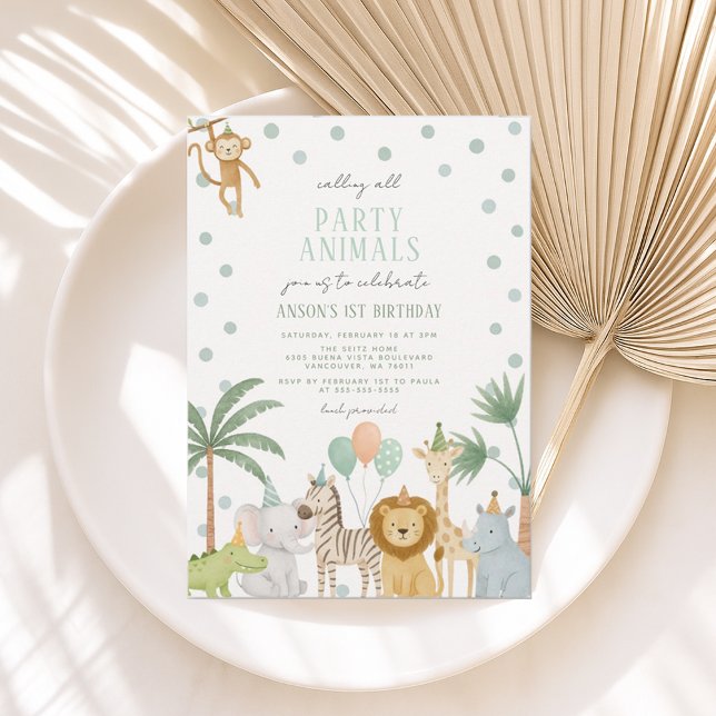 Invitation Invitación de cumpleaños de Safari Fiesta Animales (Créateur téléchargé)