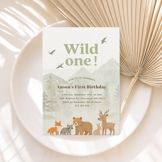 Invitation Invitación de cumpleaños de Wild One Woodland (Créateur téléchargé)