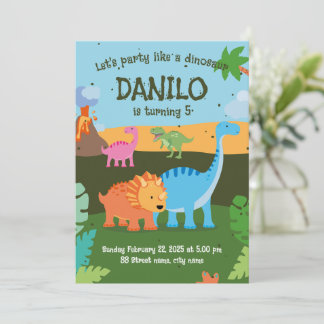 Invitation Invitación de fiesta de cumpleaños Dinosaurios