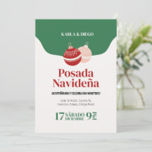 Invitación de Posada Navideña con Esferas