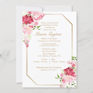 Invitation Invitación de quinceañera con marco rosa