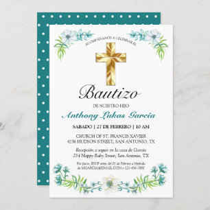 Invitation Invitación elegante del bautismo del muchacho del
