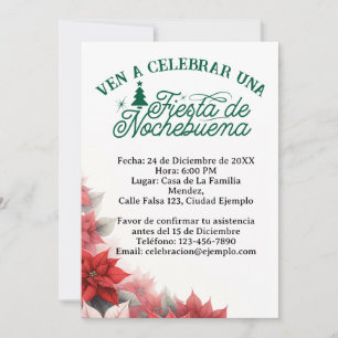 Invitation Invitación en Español Fiesta de Nochebuena espagno