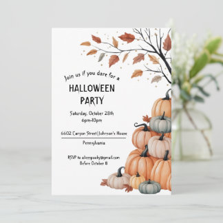 Invitation Invitación Fiesta Halloween Con Calabazas Otoñal