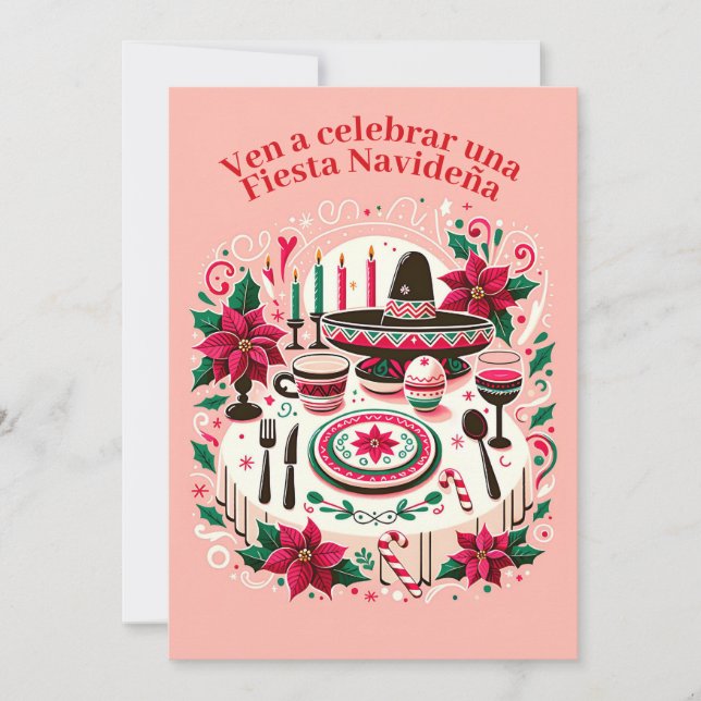 Invitation Invitación Fiesta Navideña Nochebuena espagnol (Devant)