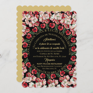 Invitation Invitación Matrimonio/Boda Floral Rosa-Rubor Negro