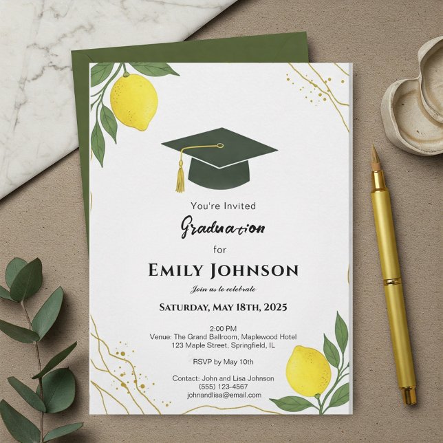 Invitation Invitación Mediterranean Lemon Graduation Invitati (Créateur téléchargé)