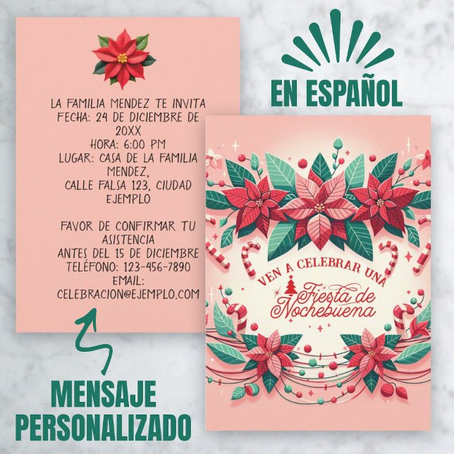 Invitation Invitación Mexican Fiesta de Nochebuena espagnol (Invitación Mexican Fiesta de Nochebuena Spanish Invitation)