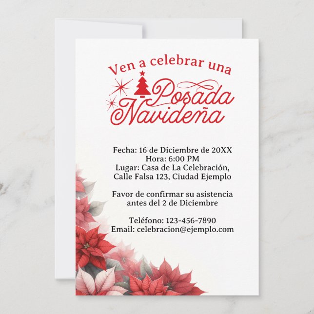 Invitation Invitación Mexican Posada Navideña espagnol (Devant)