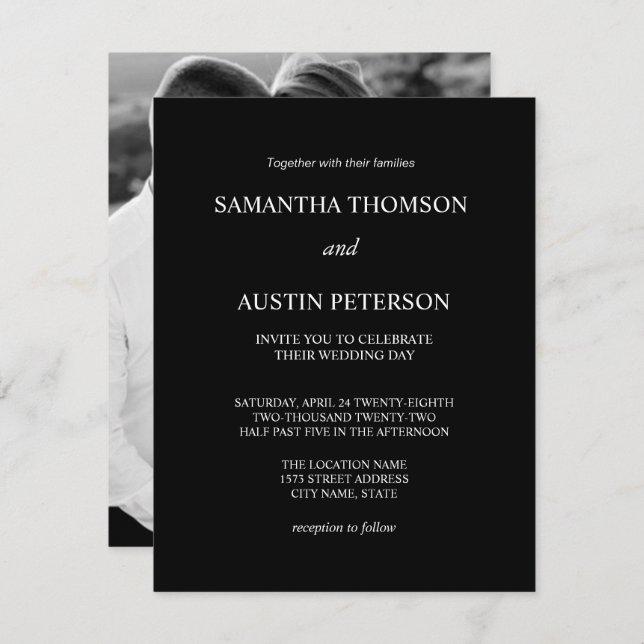 Invitation Invitación minimalist elegant wedding of the (Devant / Derrière)