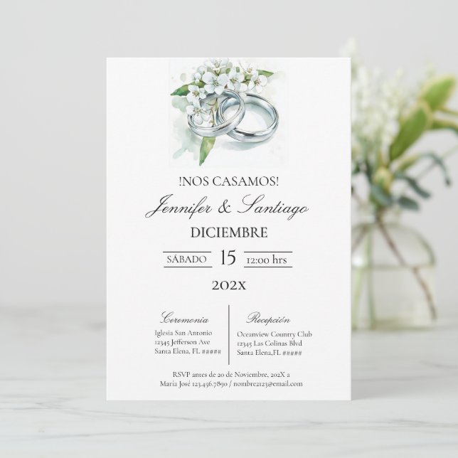 Invitation Invitación minimalista con anillo para boda (Debout devant)