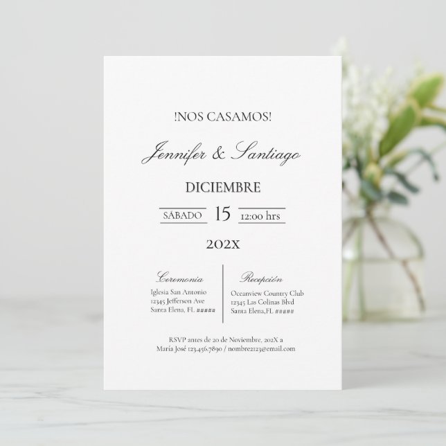Invitation Invitación minimalista para boda (Debout devant)