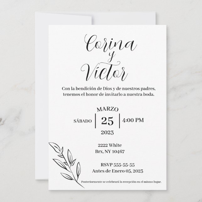 Invitation Invitacion minimalistas en español