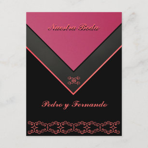 Invitation Invitación - Nuestra Boda - Negra, naranja de rosa