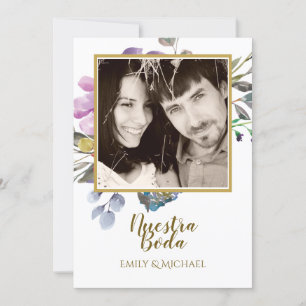 Invitation Invitacion Nuestra Boda - PHOTO Mariage Purple