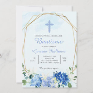 Invitation Invitación para bautismo con cruz para niño