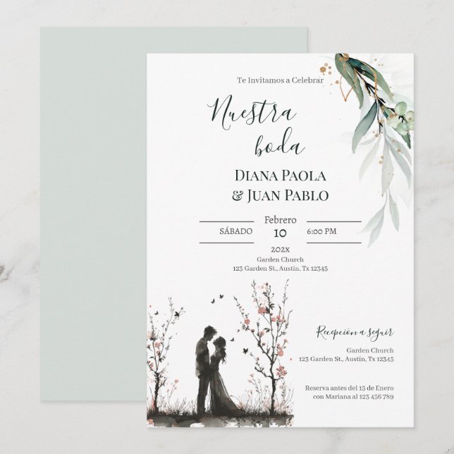 Invitation Invitación para Boda español (Devant / Derrière)