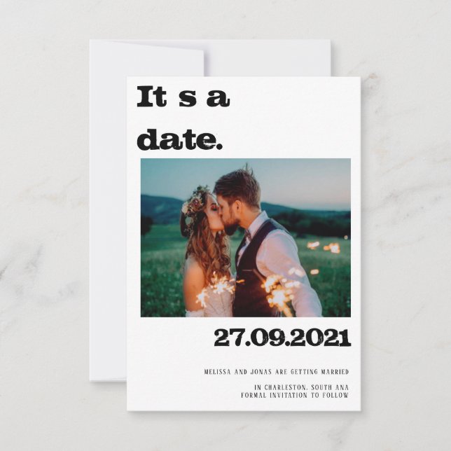 Invitation invitación para fotos en negro moderna Eloped (Devant)