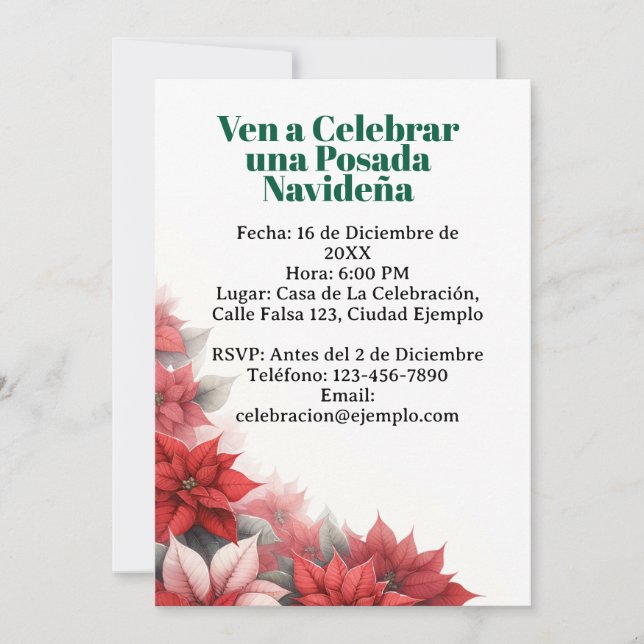 Invitation Invitación para Posada Navideña espagnol (Devant)