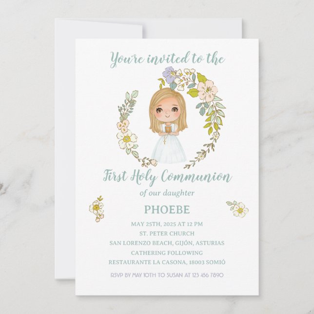 Invitation Invitación PHOEBE Primera Comunión (Devant)