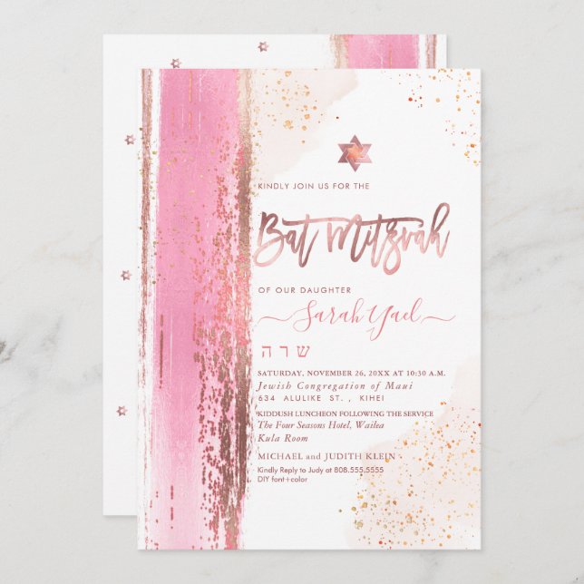 Invitation Invitación PixDezines Modern Abstract Tallit Bat M (Devant / Derrière)