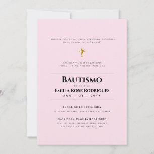 Invitation Invitaciones de Bautismo Español Católico Moderno