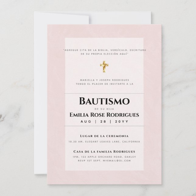 Invitation Invitaciones de Bautismo Español Católico Moderno (Devant)