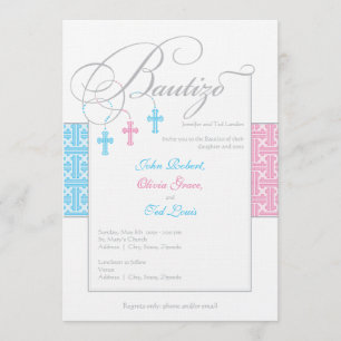 Invitation Invitaciones de bautizo  Triplé de Los bebés