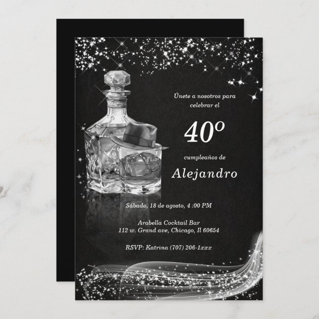 Invitation Invitaciones Personalizadas Modernas Para Hombre (Devant / Derrière)