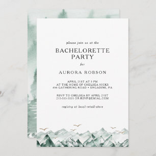 Invitation Invitat de Bachelorette Green et Gold Mountain
