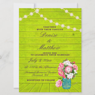 Invitation Invitatio Mason Jar de Roses russes roses de 6,5 p