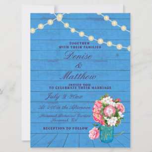 Invitation Invitatio Mason Jar de Roses russes roses de 6,5 p