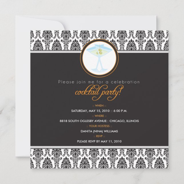 Invitation :Invitation à la soirée Cocktail Dun Élégant Perso (Devant)