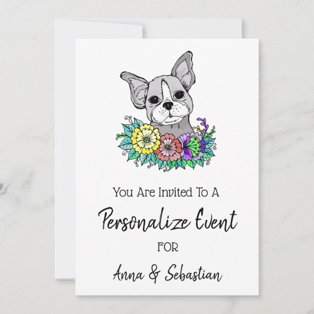 Invitation **Invitation à un événement adorable avec Frenchie (Devant)
