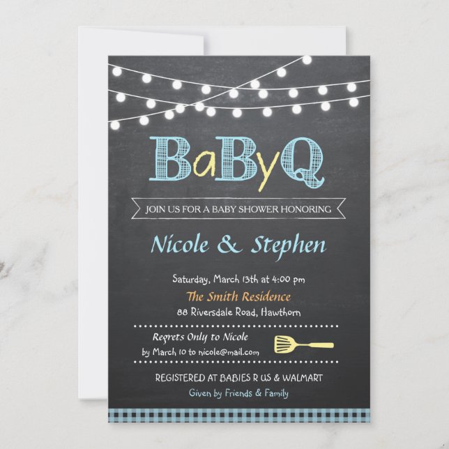 Invitation Invitation/Babyq de baby shower de BBQ (Devant)