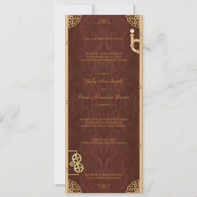 Invitation Invitation/Carte Menu Steampunk "Billet" (Devant)