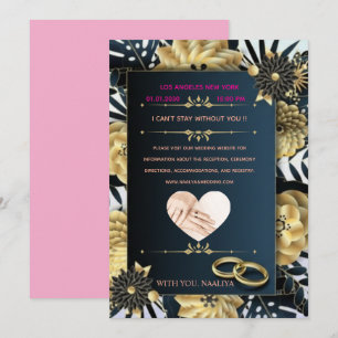 Invitation Invitation-de-mariage-fleurie-noire-or-Luxe