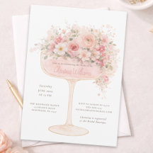 🎉🌸Invitation Élégante de Verre à Champagne Flora