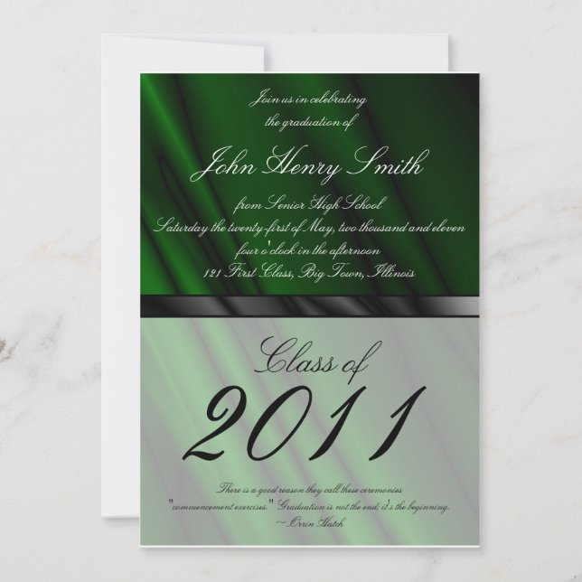 Invitation Invitation/Faire-part de diplôme de la soie verte  (Devant)