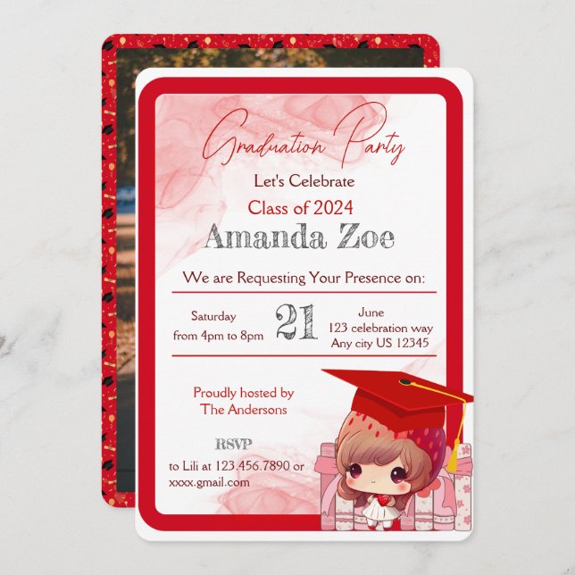 Invitation Invitation/faire-part de la Partie d'obtention du  (Devant / Derrière)