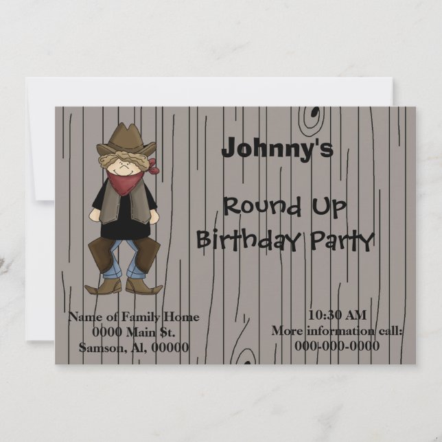 Invitation Invitation-fête d'anniversaire de Cowboy (Devant)